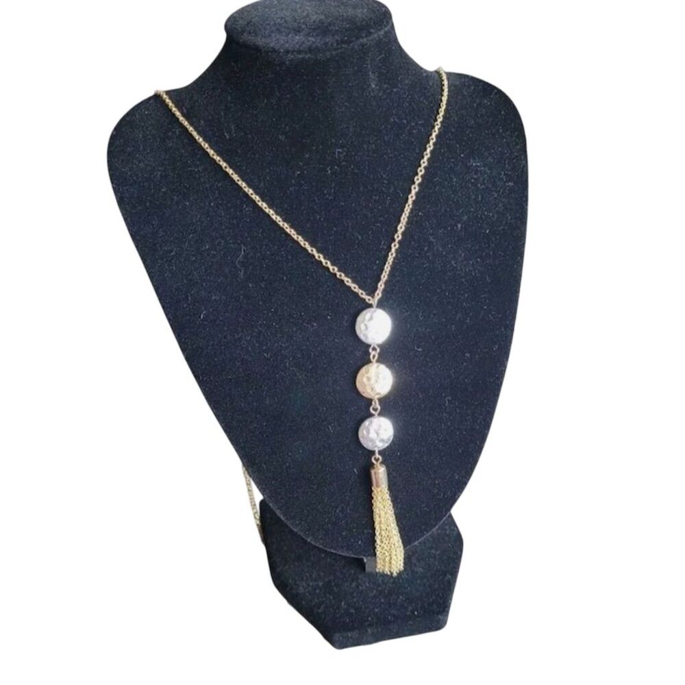 Banana Republic Gold Silver Tone Tassel Chain Necklace Casual